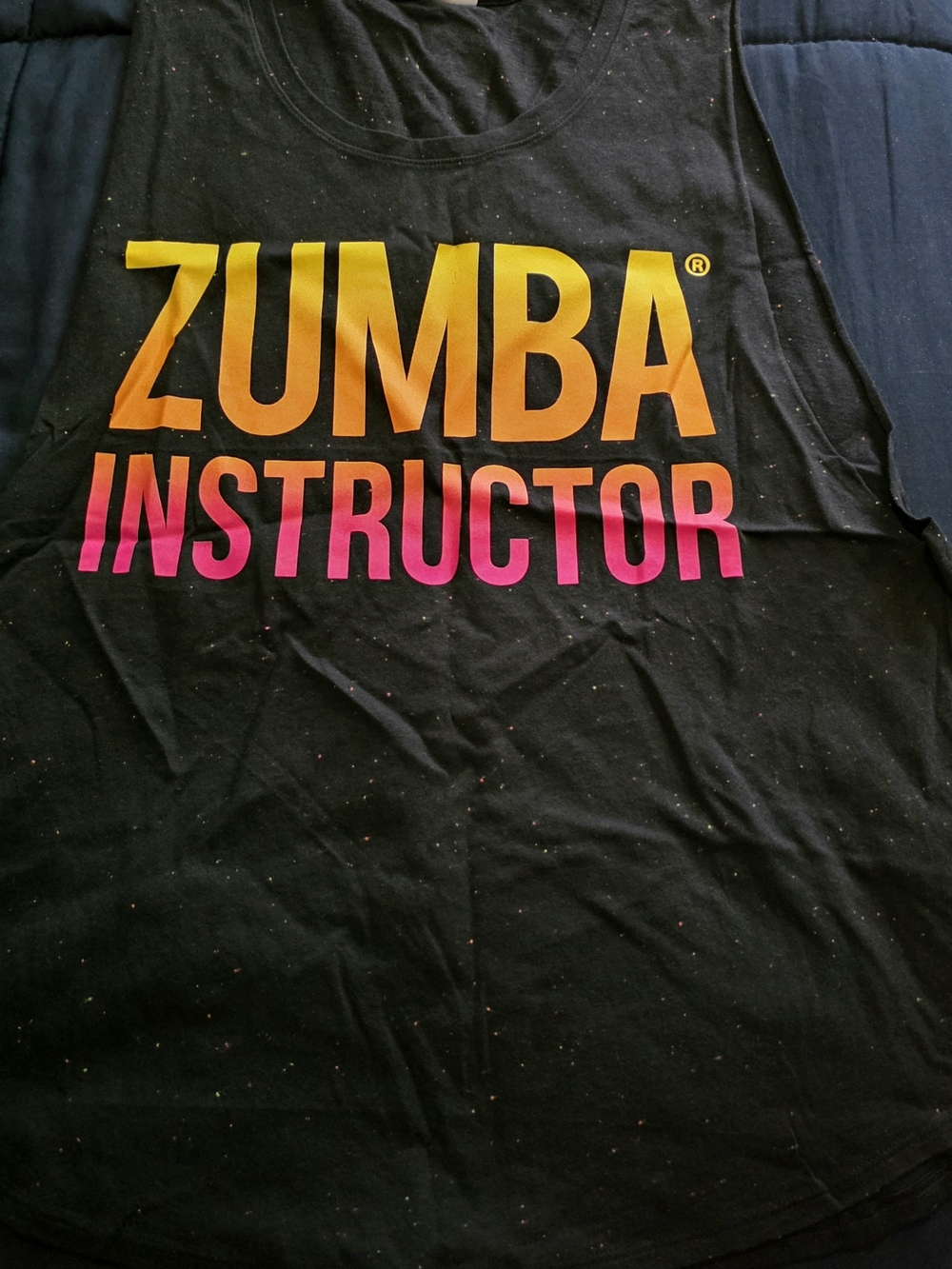 Zumba Fitness Black Tee with Neon Paint Speckles